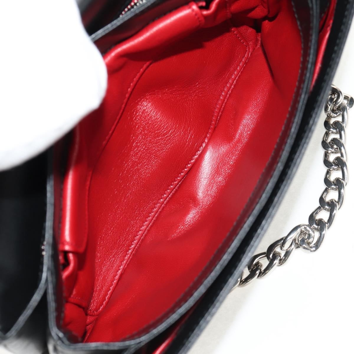 Prada Grommet Chain Flap Shoulder Bag Tessuto with Soft Calf, BLACK, NYLON, Shoulder bag