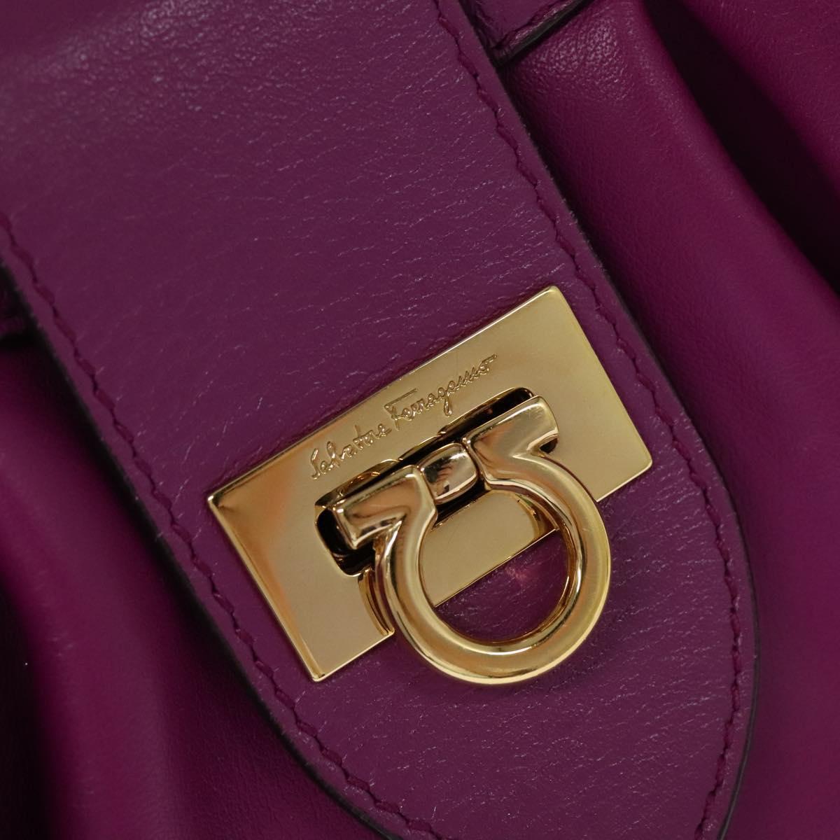 Salvatore Ferragamo Gancini Shoulder Bag Leather, PURPLE, LEATHER, Shoulder bag