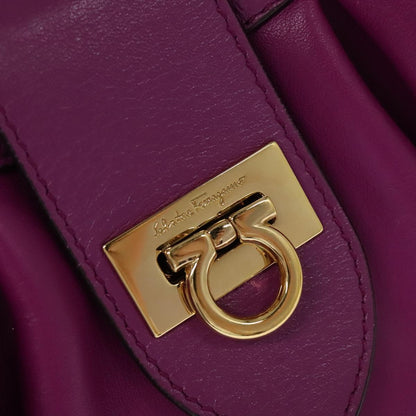 Salvatore Ferragamo Gancini Shoulder Bag Leather, PURPLE, LEATHER, Shoulder bag