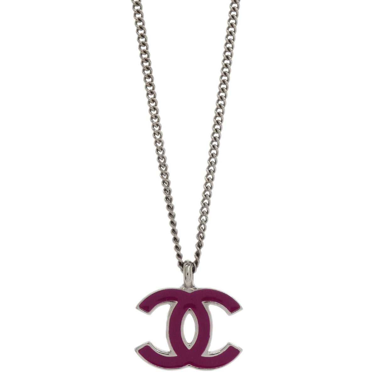 Chanel CC Logo Pendant Necklace Metal, SILVER, SILVER_PLATED, Necklace