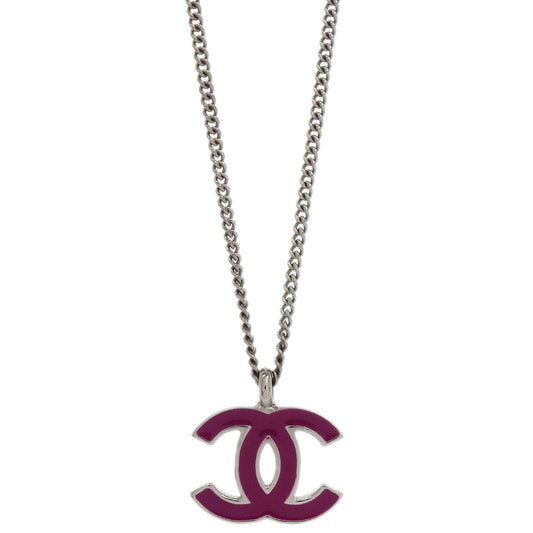 Chanel CC Logo Pendant Necklace Metal, SILVER, SILVER_PLATED, Necklace