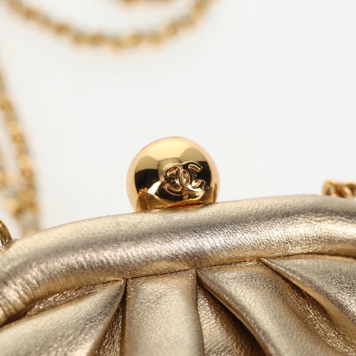 Chanel Vintage Timeless Kisslock Coin Purse Leather, GOLD, LEATHER, Shoulder bag