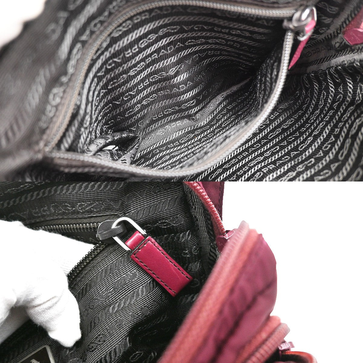 Prada Buckle Messenger Bag Tessuto, BURGUNDY, SYNTHETIC, Crossbody bag