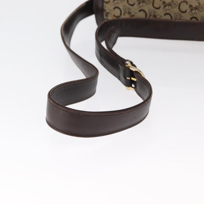 Celine Vintage Horse Carriage C Macadam Shoulder Bag Canvas and Leather, BEIGE, CANVAS, Shoulder bag