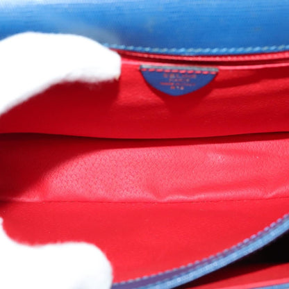 Celine Vintage Circle Logo Crossbody Bag Leather, BLUE, LEATHER, Crossbody bag