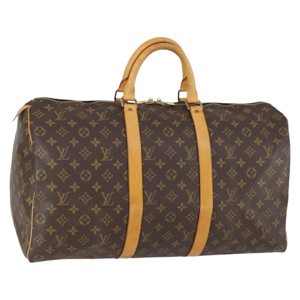 Louis Vuitton Keepall Bag Monogram Canvas, BROWN, CANVAS, Travel bag