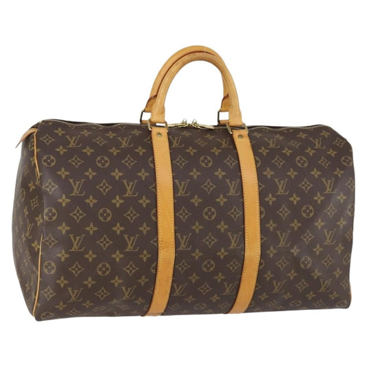 Louis Vuitton Keepall Bag Monogram Canvas, BROWN, CANVAS, Travel bag