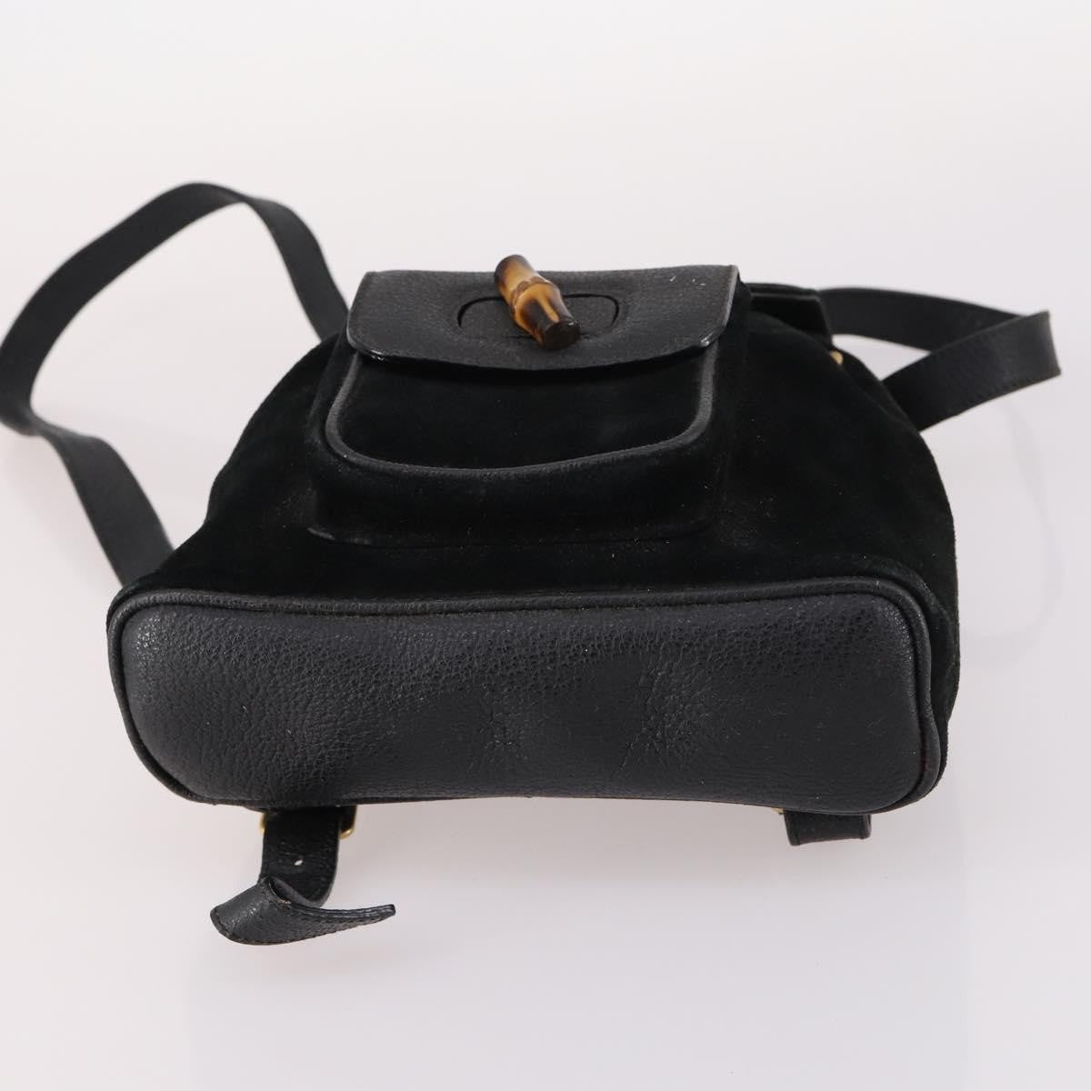 Gucci Vintage Bamboo Backpack Suede, BLACK, SUEDE, Backpack