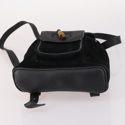 Gucci Vintage Bamboo Backpack Suede, BLACK, SUEDE, Backpack