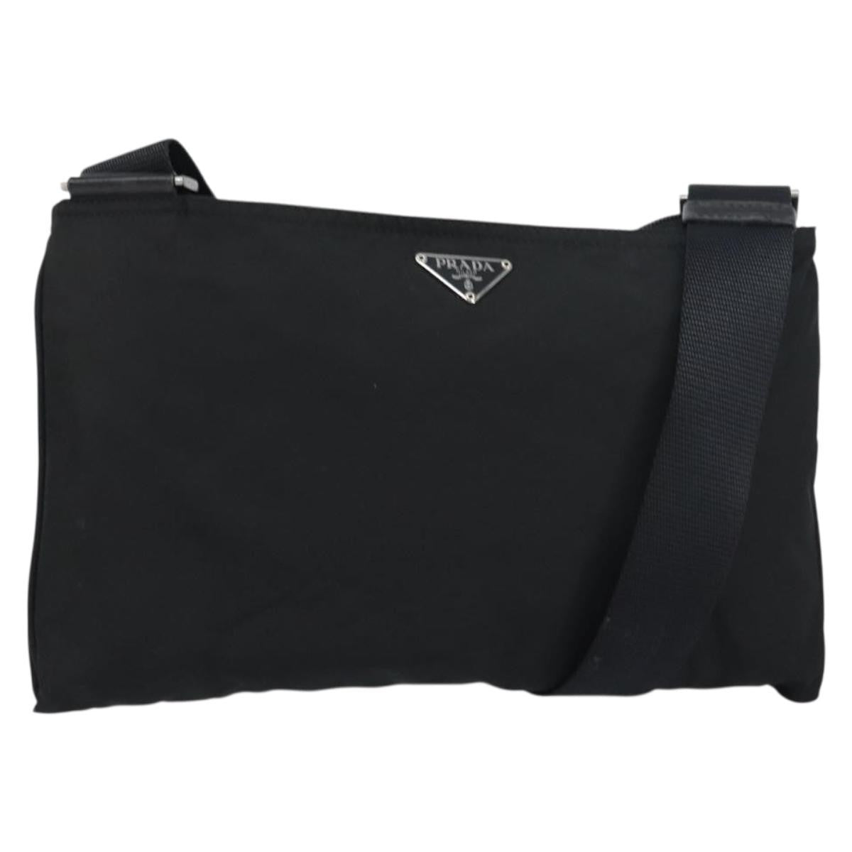 Prada Flat Messenger Bag Tessuto, BLACK, NYLON, Shoulder bag