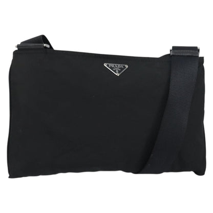 Prada Flat Messenger Bag Tessuto, BLACK, NYLON, Shoulder bag