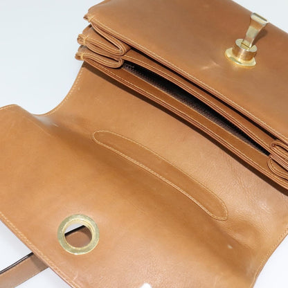 Gucci Vintage Flap Crossbody Bag Leather, BROWN, LEATHER, Shoulder bag