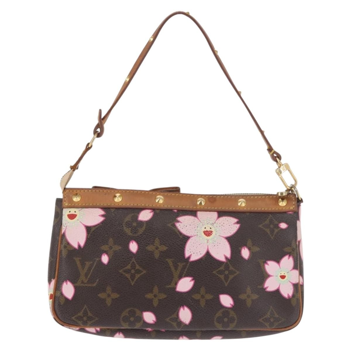 Louis Vuitton Pochette Accessoires Limited Edition Cherry Blossom Monogram, BROWN, CANVAS, Clutche & pouche