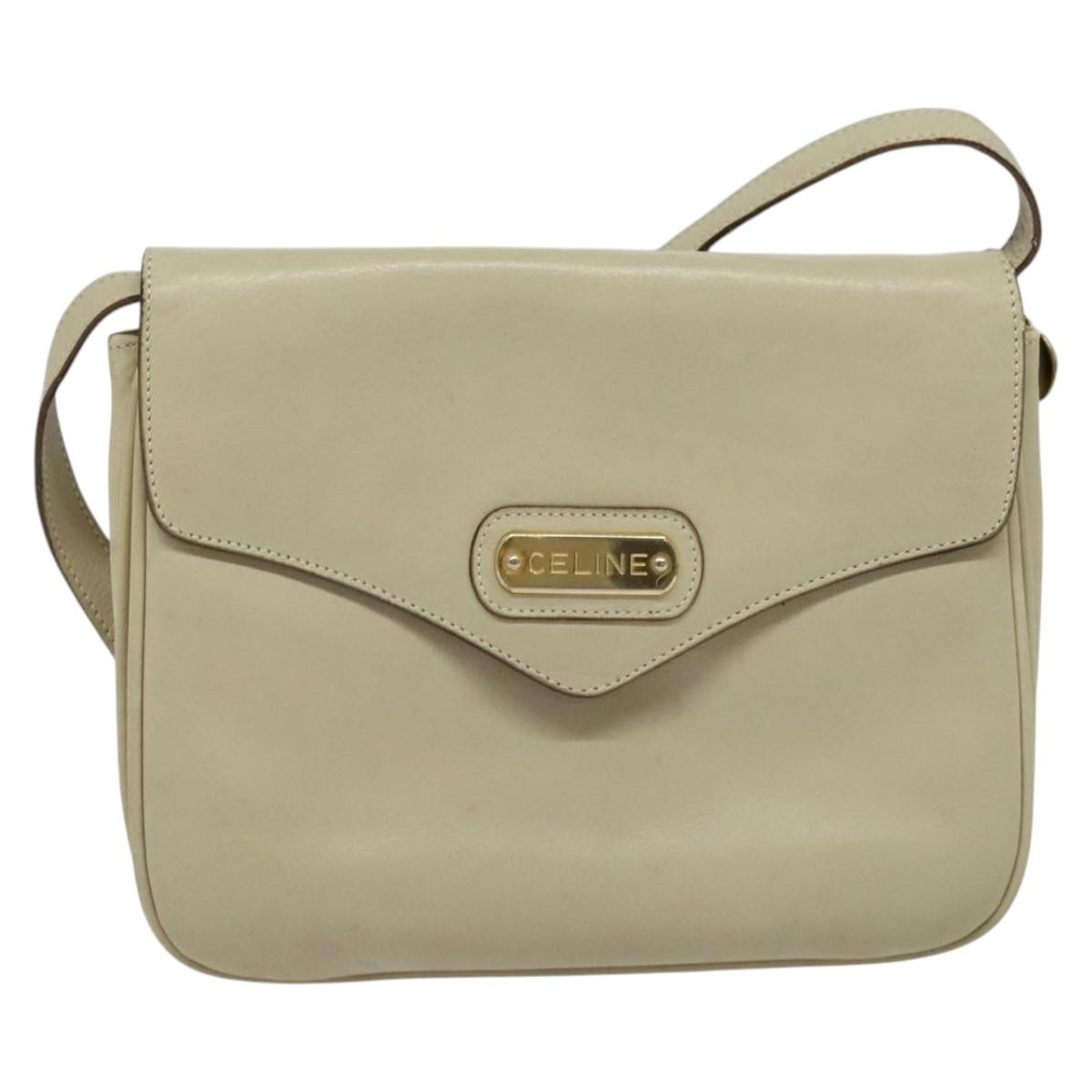 Celine Shoulder Bag Leather, BEIGE, LEATHER, Shoulder bag