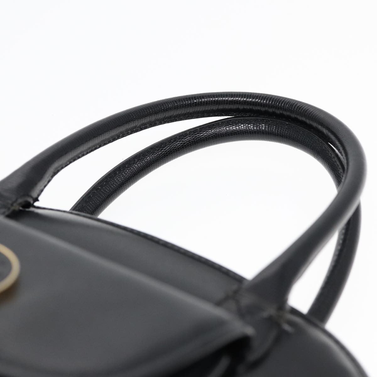 Celine Circle Logo Handbag Leather, BLACK, LEATHER, Handbag