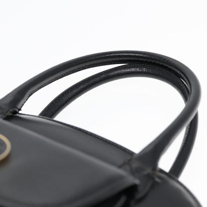 Celine Circle Logo Handbag Leather, BLACK, LEATHER, Handbag