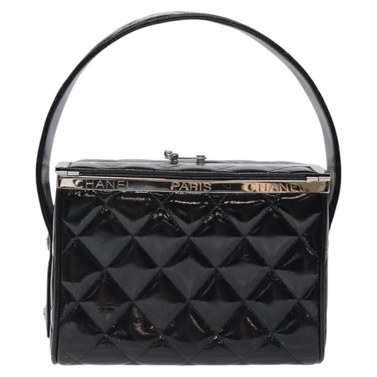 Chanel Vintage Metal Box Bag Quilted patent, Black, Patent Leather, Handbag
