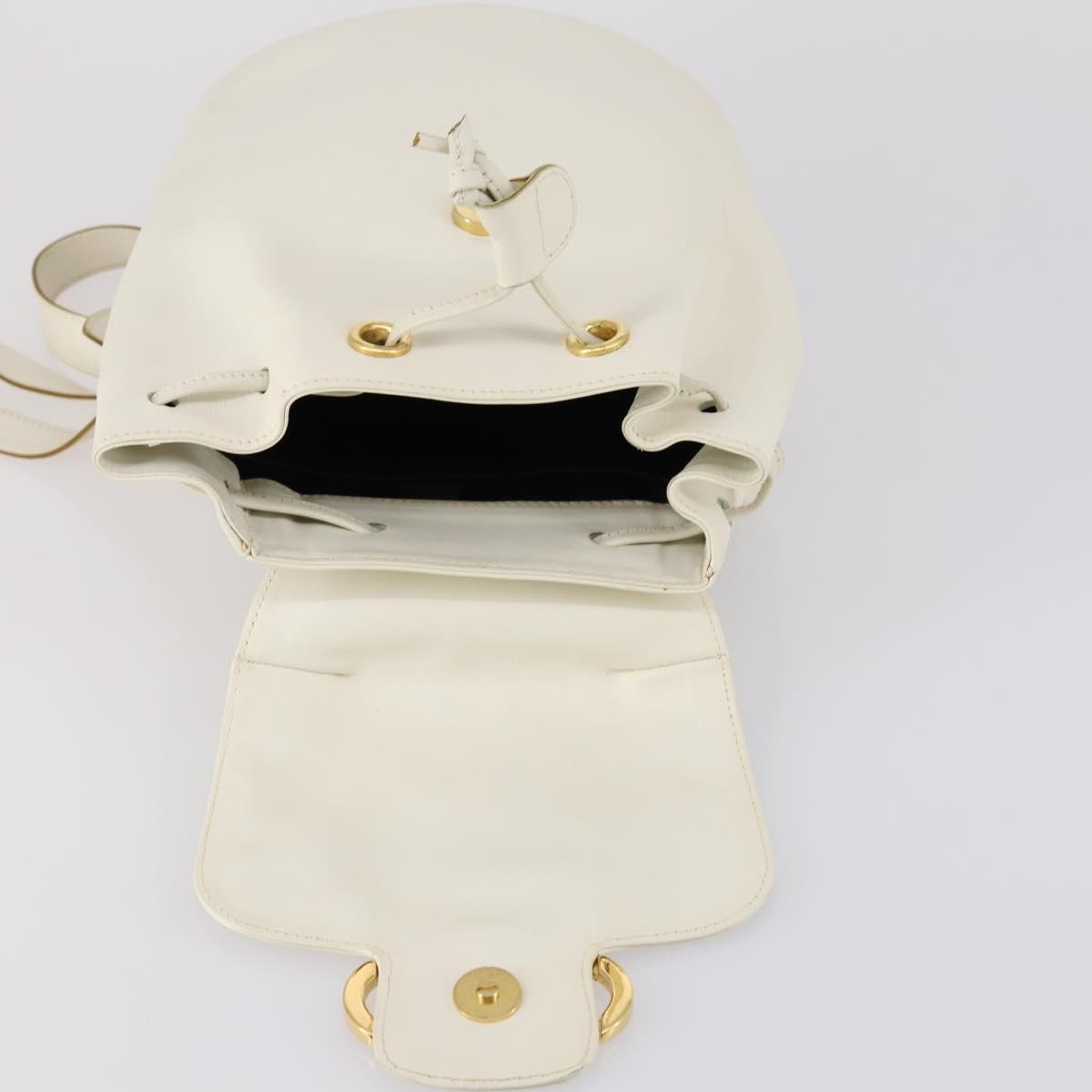 Salvatore Ferragamo Gancini Backpack Leather, WHITE, LEATHER, Backpack