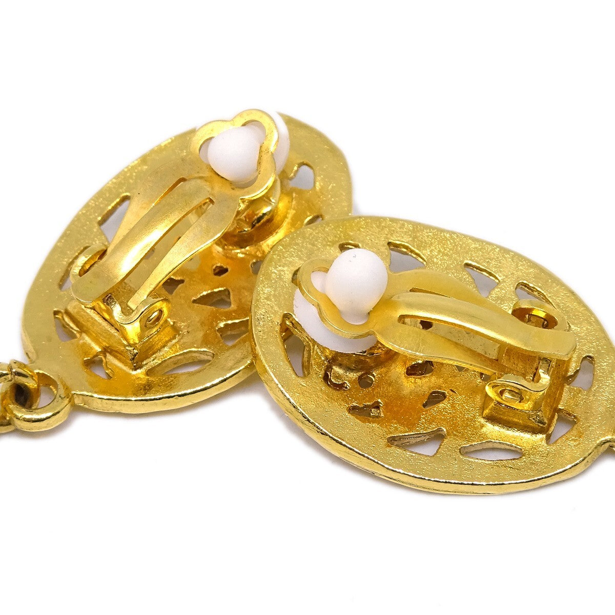 Chanel CC Oval Tag Drop Hoop Earrings Metal, GOLD, GOLD_PLATED, Earrings