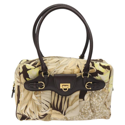 Salvatore Ferragamo Gancini Shoulder Bag Canvas, BEIGE, CANVAS, Shoulder bag