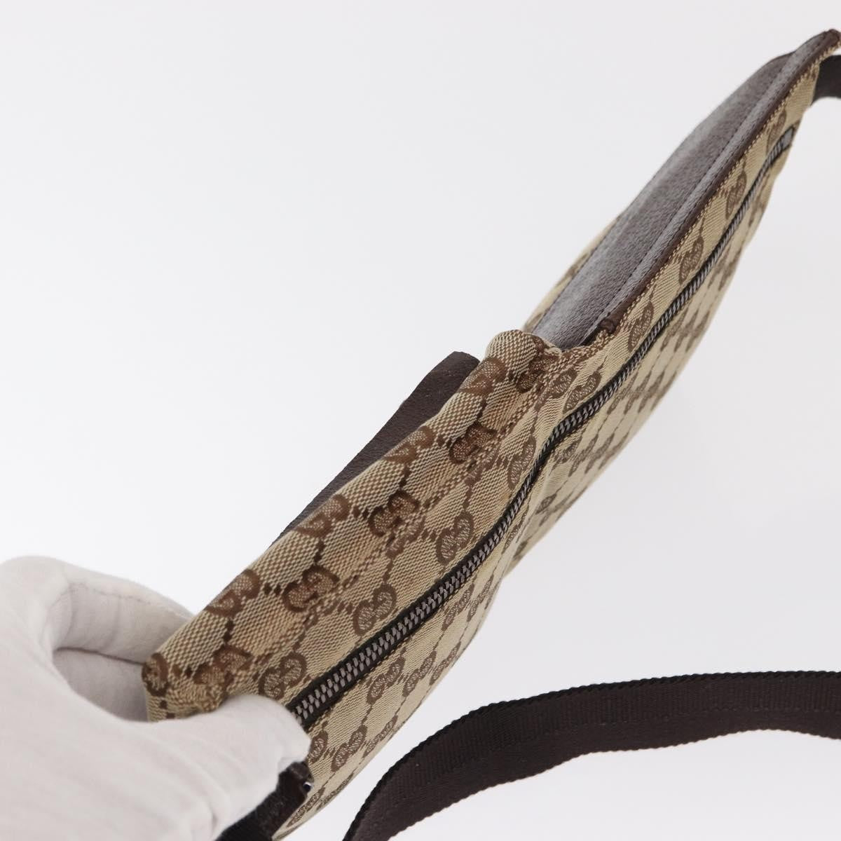 Gucci Vintage Double Belt Bag GG Canvas with Leather, BEIGE, CANVAS, Shoulder bag