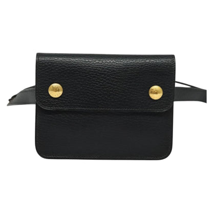 Hermes Pochette Green Waist Bag Leather, BLACK, LEATHER, Clutche & pouche
