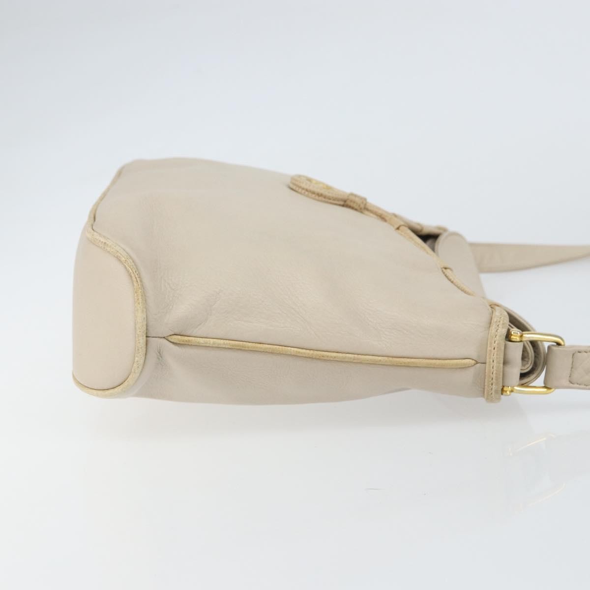 Celine Vintage Shoulder Bag Leather, BEIGE, LEATHER, Shoulder bag