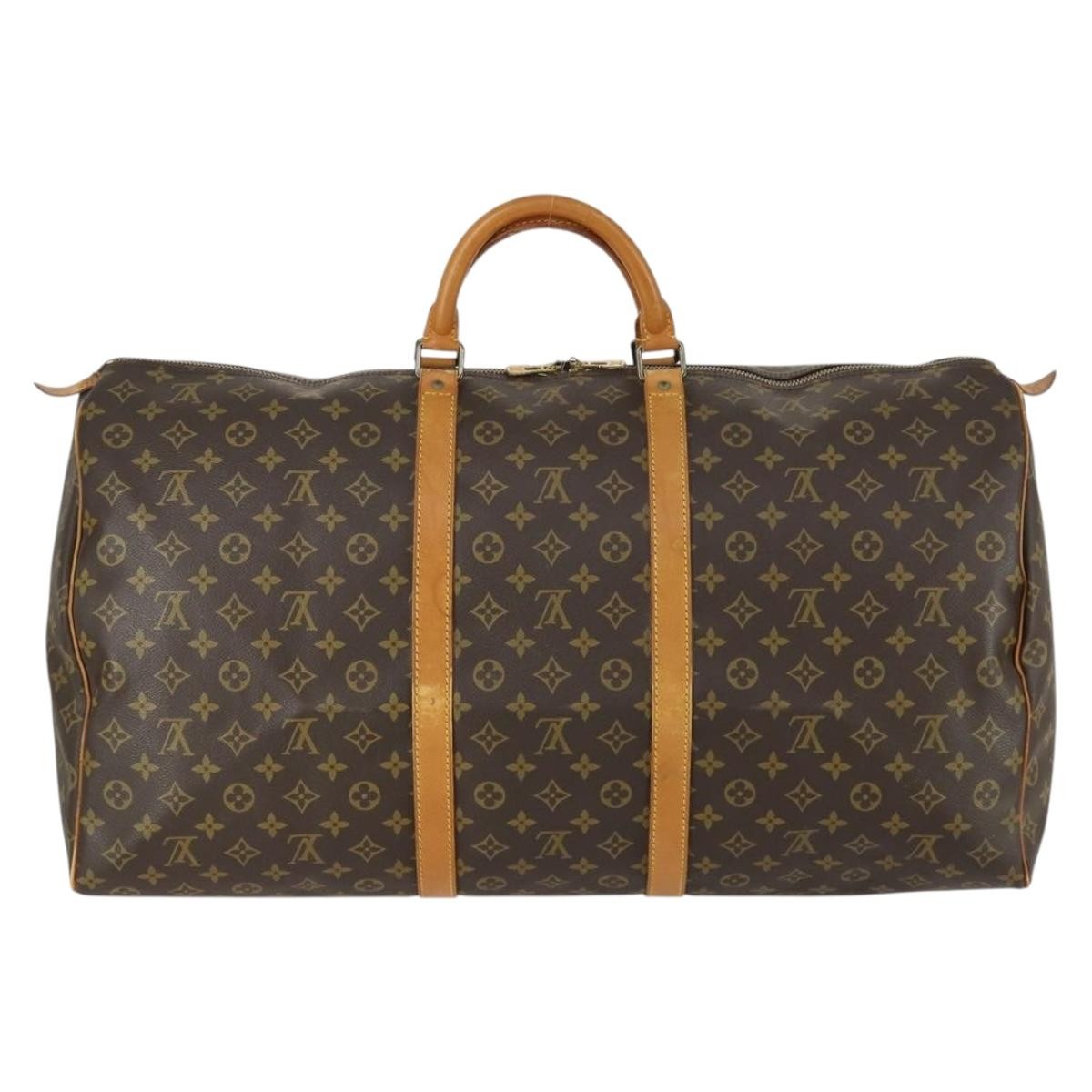 Louis Vuitton Keepall Bag Monogram Canvas, BROWN, CANVAS, Travel bag