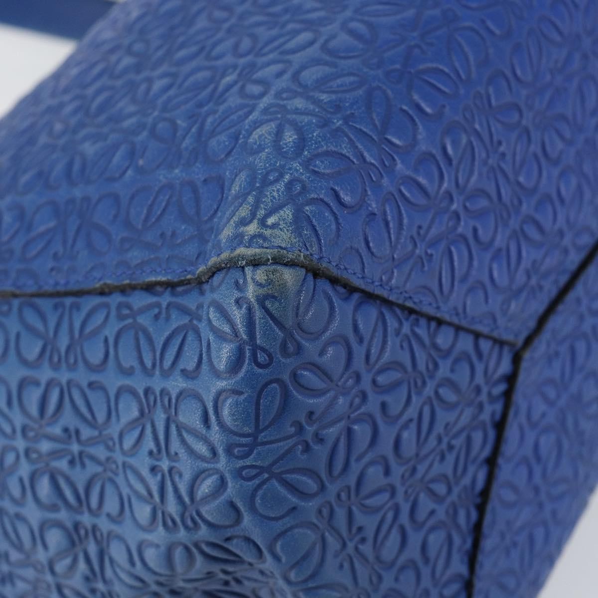 Loewe Vintage Anagram Tote Leather, BLUE, LEATHER, Tote bag