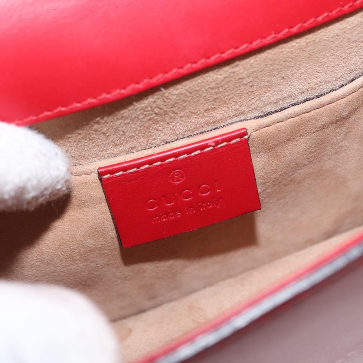 Gucci Sylvie Chain Shoulder Bag Leather, RED, LEATHER, Shoulder bag