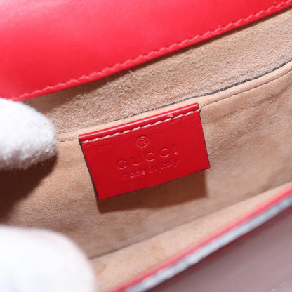 Gucci Sylvie Chain Shoulder Bag Leather, RED, LEATHER, Shoulder bag