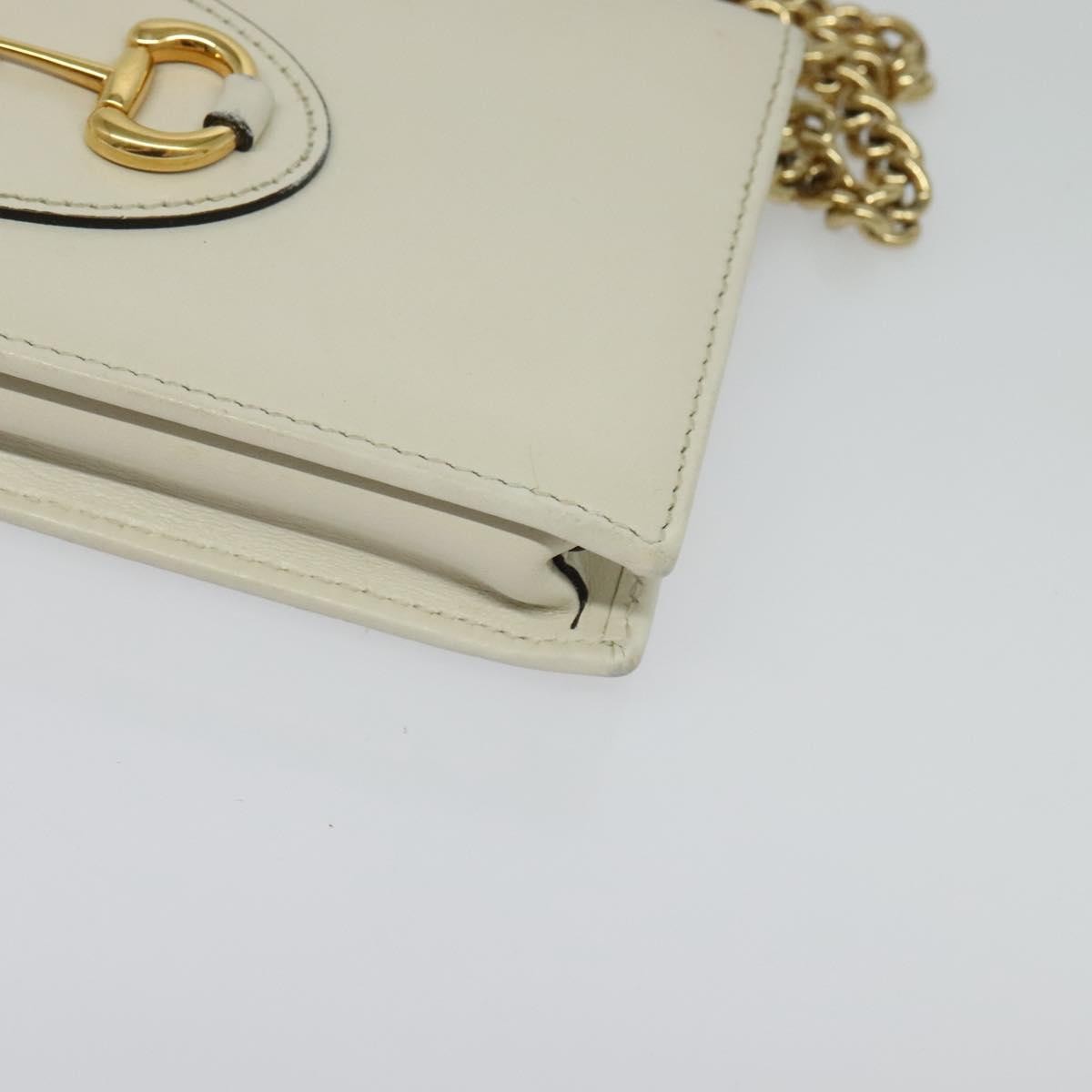 Gucci Horsebit 1955 Chain Wallet Leather, WHITE, LEATHER, Wallets