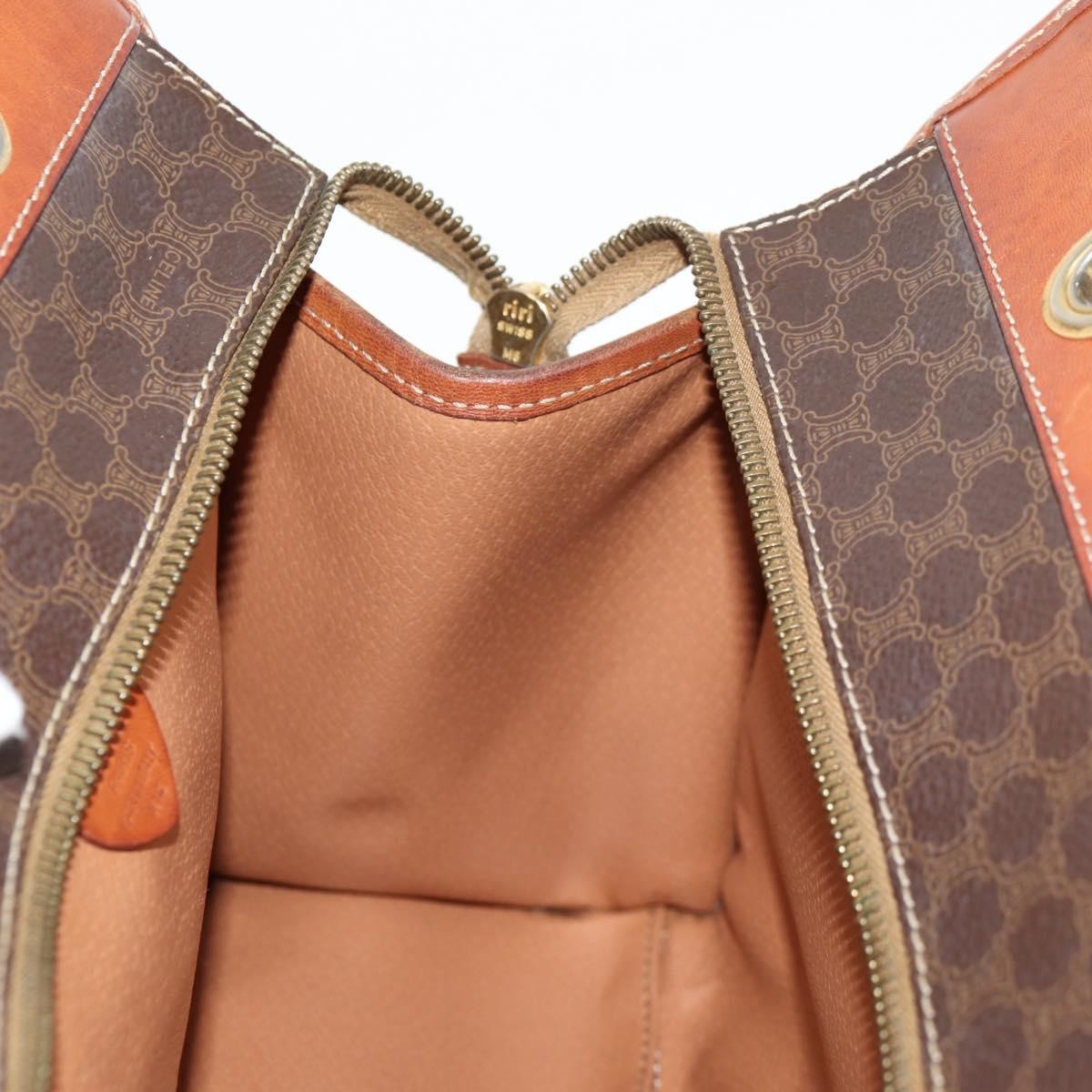 Celine Vintage Macadam Shoulder Bag Leather, BROWN, LEATHER, Shoulder bag