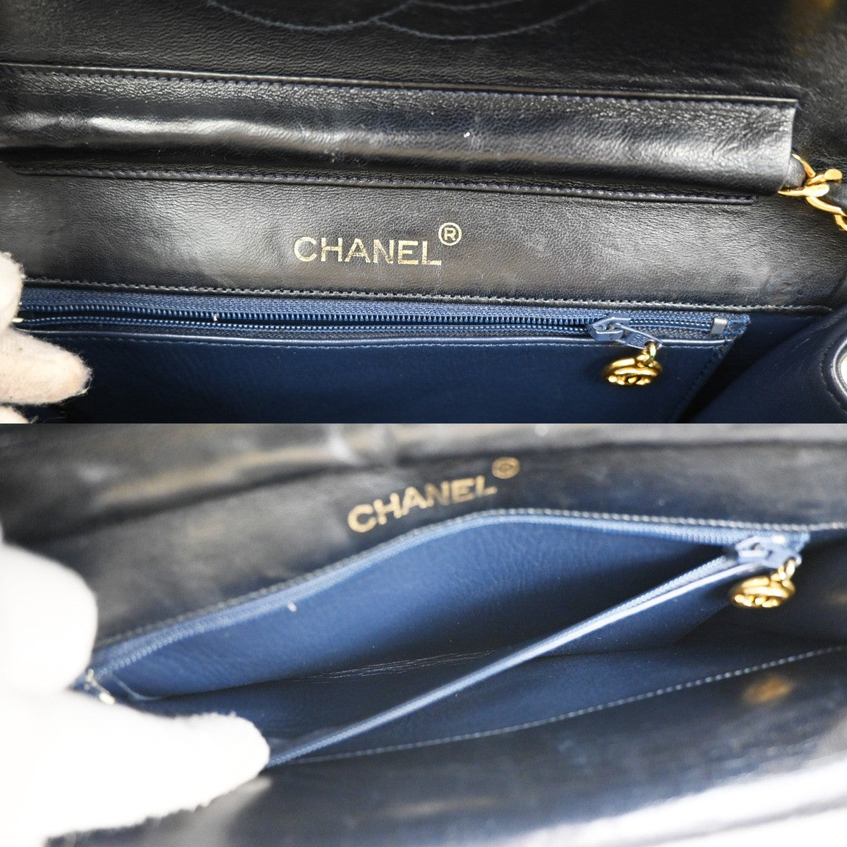 Chanel Vintage Flap Bag Leather, BLACK, LEATHER, Shoulder bag