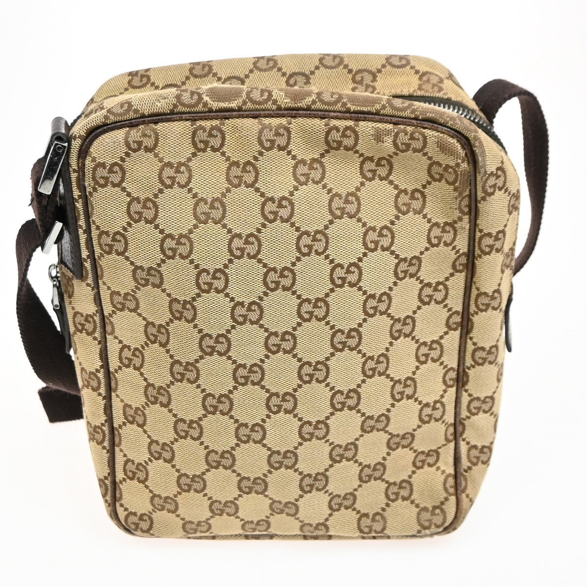 Gucci Vintage Front Pocket Flat Messenger GG Canvas, BEIGE, CANVAS, Shoulder bag