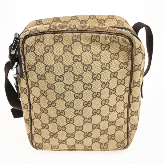 Gucci Vintage Front Pocket Flat Messenger GG Canvas, BEIGE, CANVAS, Shoulder bag