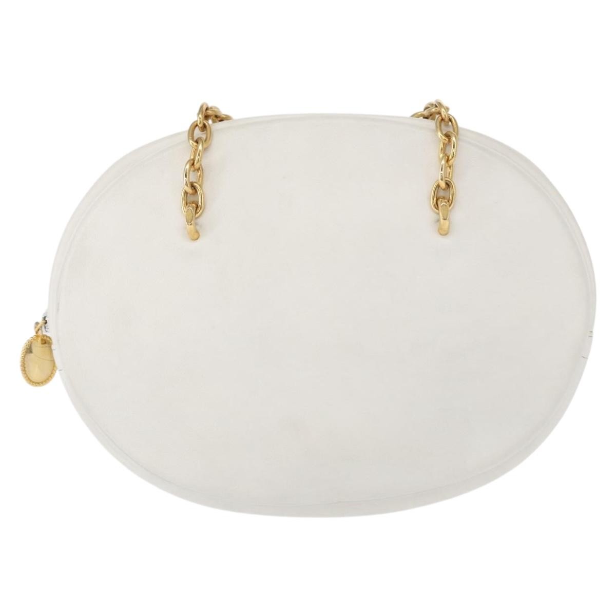 Christian Dior Vintage Zip Shoulder Bag Leather, WHITE, LEATHER, Shoulder bag