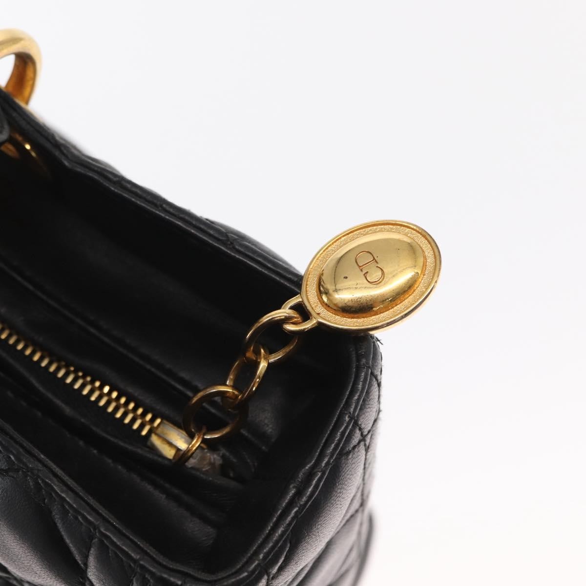 Christian Dior Vintage Lady Dior Bag Cannage Quilt Lambskin, BLACK, LEATHER, Tote bag