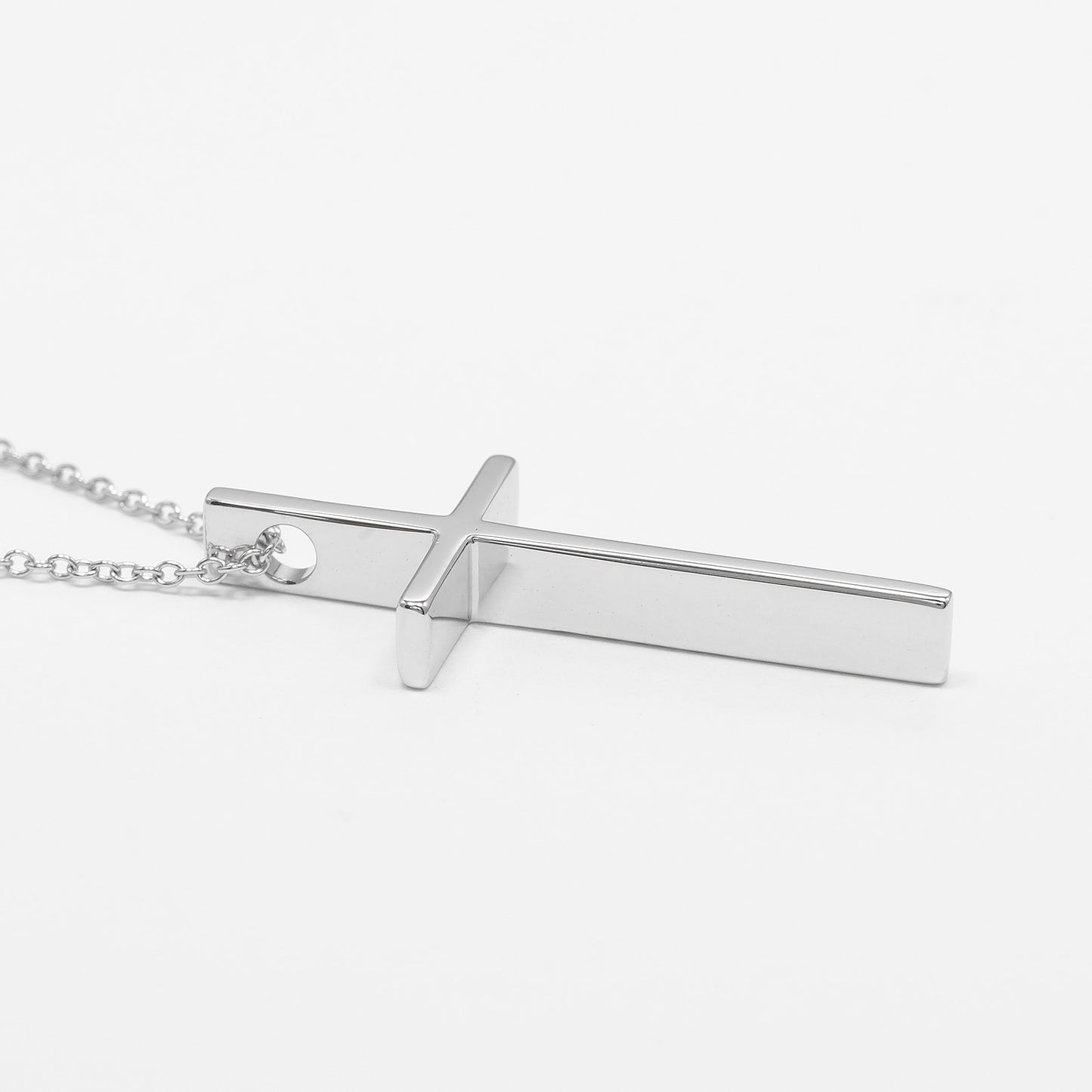 Tiffany & Co. Metro Cross Pendant Necklace 18K White Gold and Diamonds, SILVER, WHITE_GOLD, Necklace
