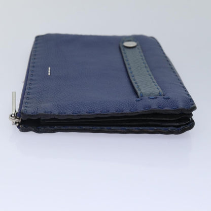 Fendi Selleria Zip Clutch Leather, BLUE, LEATHER, Clutche & pouche