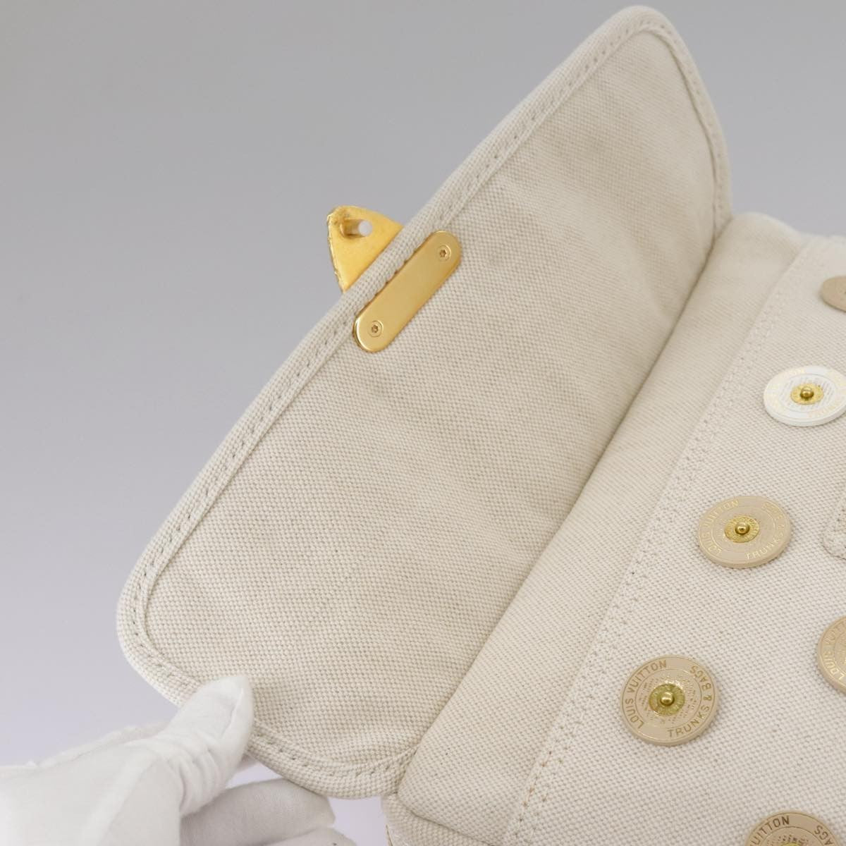 Louis Vuitton Polka Dot Panama Bowly Handbag Embellished Canvas, WHITE, CANVAS, Handbag