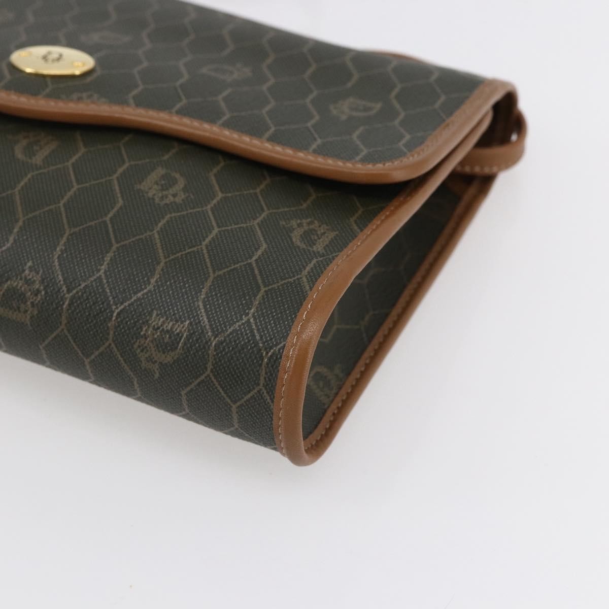 Christian Dior Vintage Honeycomb Flap Crossbody Bag Coated Canvas, KHAKI, CANVAS, Shoulder bag