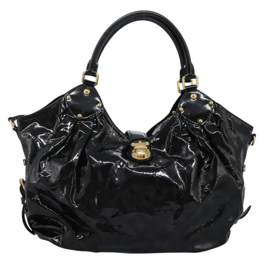 Louis Vuitton L Hobo Surya Leather, Black, Patent Leather, Handbag