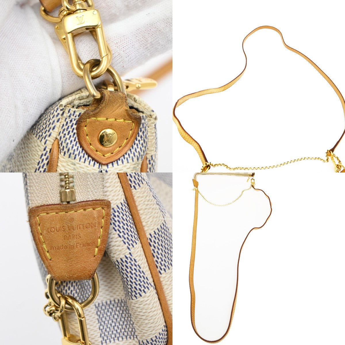 Louis Vuitton Eva Handbag Damier, WHITE, CANVAS, Shoulder bag