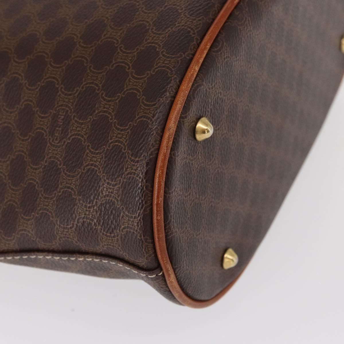 Celine Vintage Macadam Shoulder Bag Canvas and Leather, BROWN, PVC, Shoulder bag