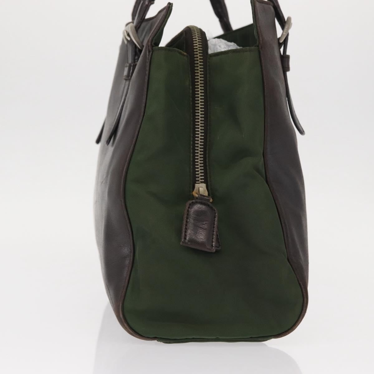 Prada Vintage Tote Tessuto with Leather, BROWN, NYLON, Tote bag