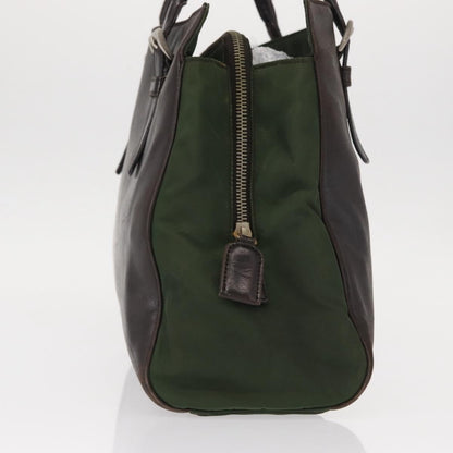 Prada Vintage Tote Tessuto with Leather, BROWN, NYLON, Tote bag
