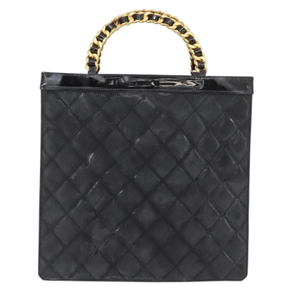 Chanel Chocolate bar tote Leather, BLACK, PATENT_LEATHER, Handbag