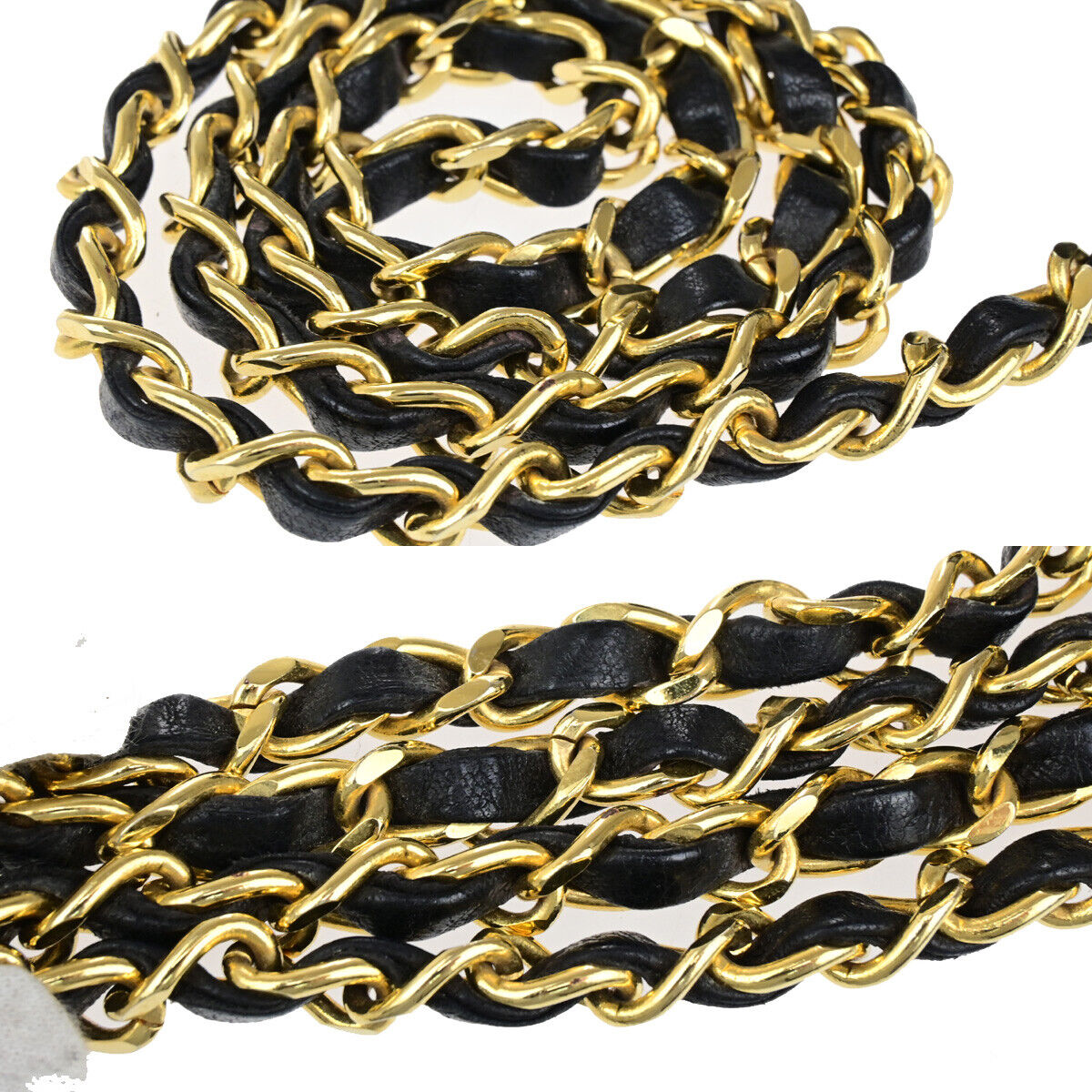 Chanel Wallet on Chain Stitched Leather, BLACK, LEATHER, Clutche & pouche