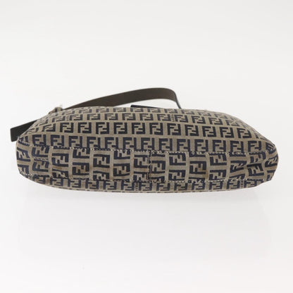 Fendi Belted Flap Shoulder Bag Zucchino Coated Canvas, NAVY, CANVAS, Shoulder bag